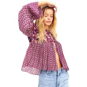 NWT Free People Malia Embellished Babydoll Jacket Top